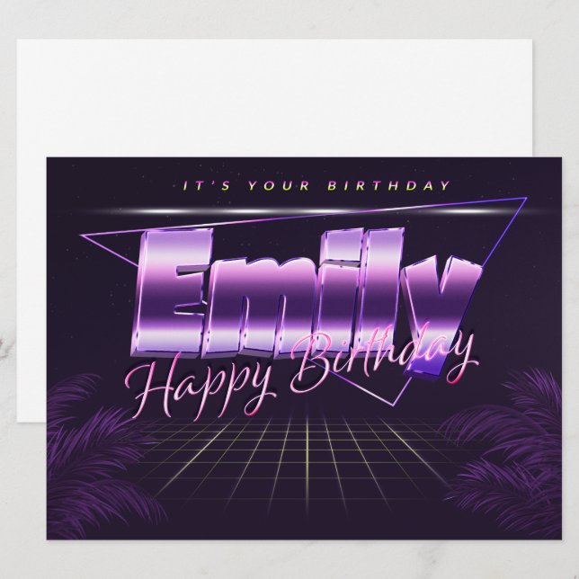 Emily Name First name pura retro card Birthday (Front/Back)
