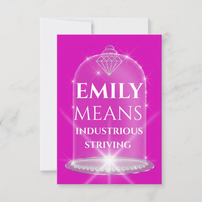 Emily Name Meaning Diamond Birthday Pink Invitation (Front)