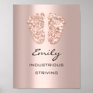 Emily Name Meaning New Baby Feet Rose Gift Poster