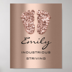 Emily Name Meaning New Baby Feet Rose Glitter Poster