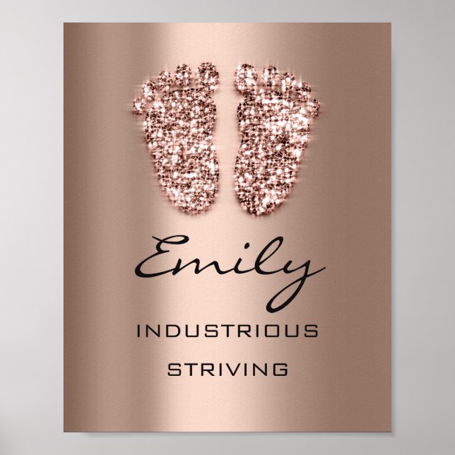 Emily Name Meaning New Baby Feet Rose Glitter Poster (Front)