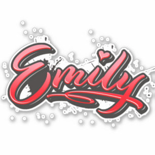 Emily red Heart Graffiti Sticker