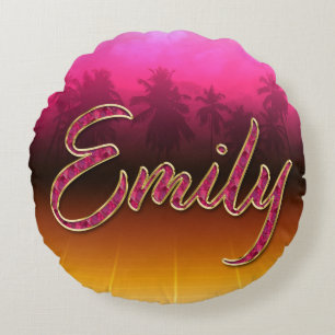 Emily Vorname Name golden pink Kissen Round Cushion