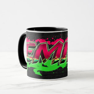 Emily Vorname Name Graffiti red green Tasse Mug