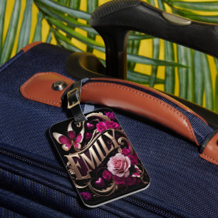 Emily's Floral Nameplate Luggage Tag