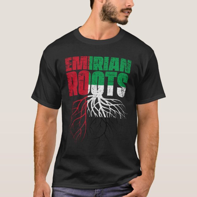 Emirian Roots United Arab Emirates Heritage Flag T-Shirt (Front)