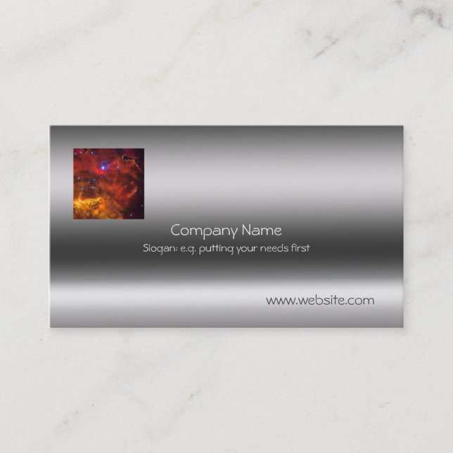 Emission Nebula in Puppias, Metallic-look template Business Card (Front)