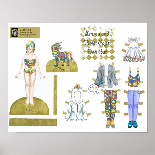 Emma and Violet Paper Doll Set - Play or Display Poster (Front)