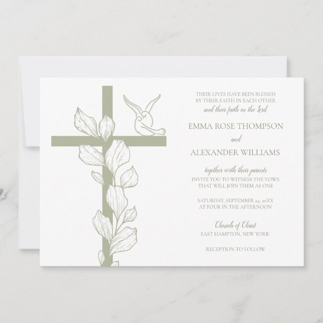 Emma Bible Verse 1 John 4:16 Christian Wedding Invitation (Front)