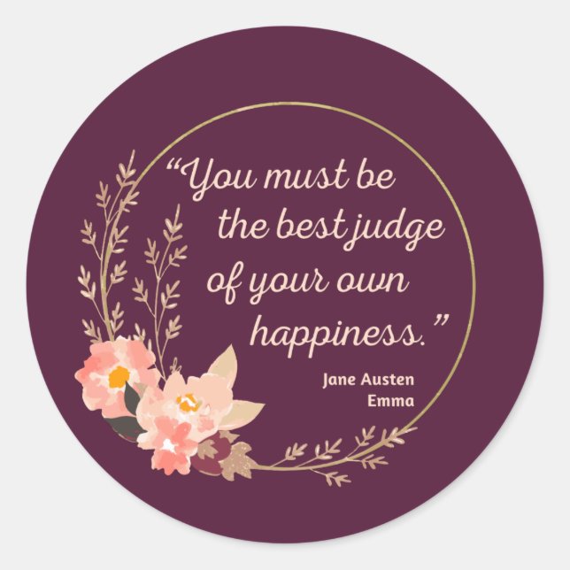 Emma By Jane Austen Quote I - Cute Style Classic Round Sticker (Front)