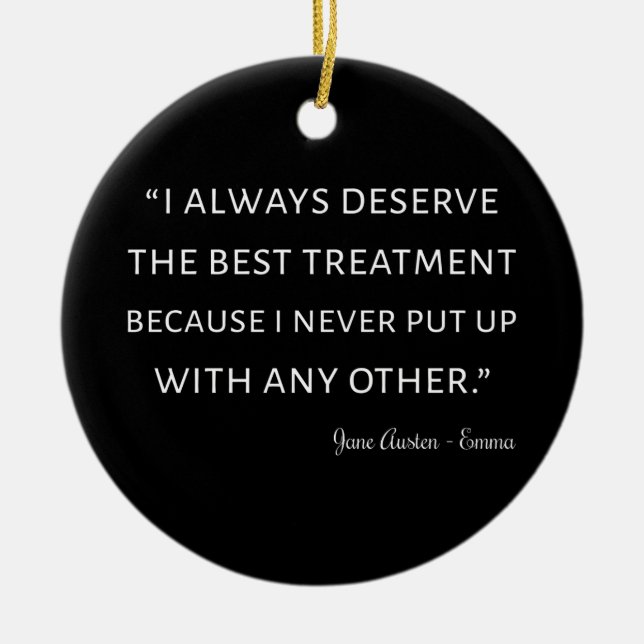 Emma By Jane Austen Quote II Ceramic Tree Decoration (Front)