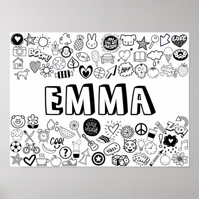 'EMMA' Colour-it-Yourself Outline Design Poster (Front)