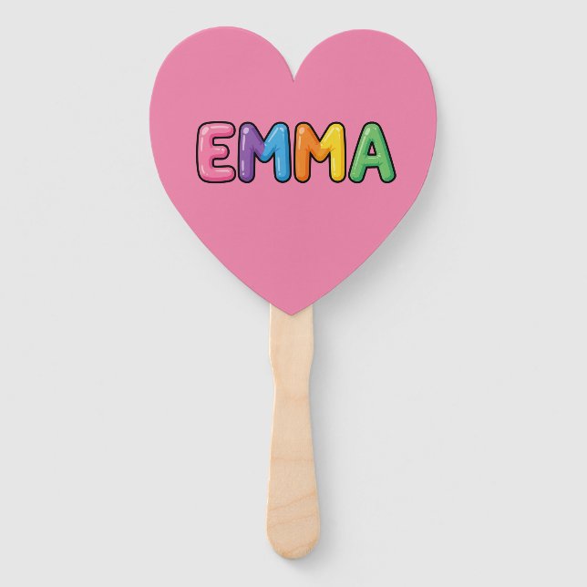 Emma Colourful Bubble Letters Cute Name  Hand Fan (Front)