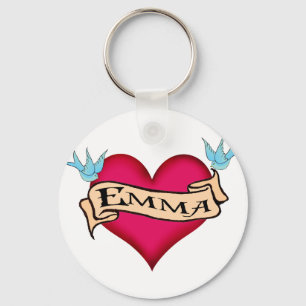 Emma - Custom Heart Tattoo T-shirts & Gifts Key Ring