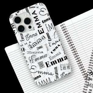 Emma Custom Name  Black White  iPhone 15 Pro Max Case