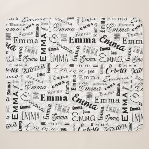 Emma Custom Name Black White Sherpa Blanket