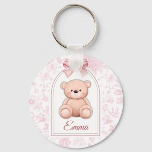 Emma   Custom Pink Teddy Bear Nursery Design  Key Ring