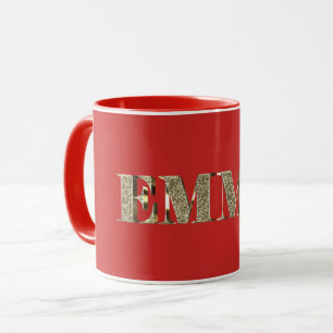 Emma Elegant Golden Glitter Look Typography Name Mug