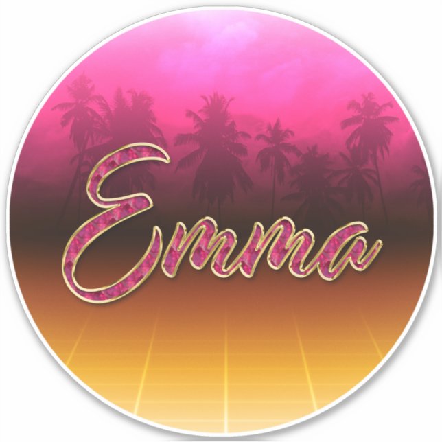 Emma First Name Golden pink Sticker (Front)