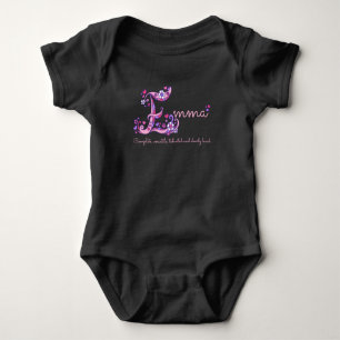 Emma girls name & meaning E monogram baby romper Bodysuit