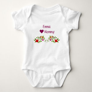 Emma Hearts Loves Mummy Twins Flowers Birds Baby Bodysuit