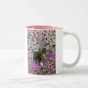 Emma in Flowers I – Little Grey Tabby Kitten Two-Tone Coffee Mug