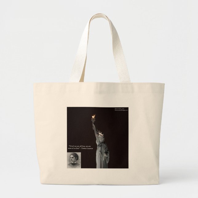 Emma Lazarus & Statue Of Liberty Gifts & Cards Large Tote Bag (Front)