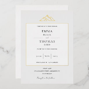 EMMA Mountain Minimalist Dove Grey Foil Invitation