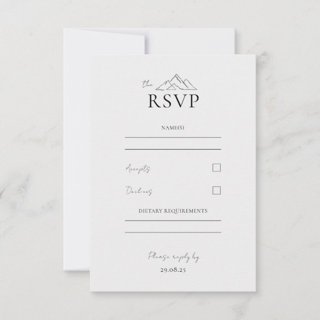 EMMA Mountain Minimalist Dove Grey Response Card (Front)