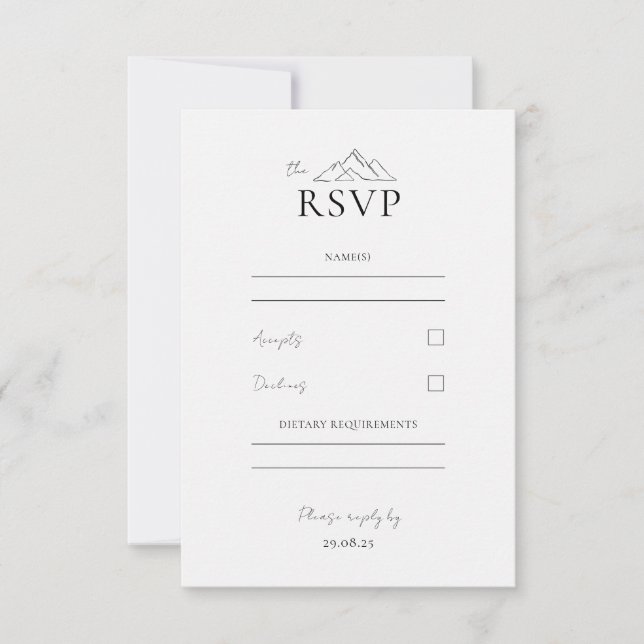 EMMA Mountain Minimalist Dove Grey Response Card (Front)