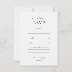 EMMA Mountain Minimalist Dove Grey Response Card