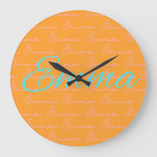 Emma Name Design Pattern Large Clock