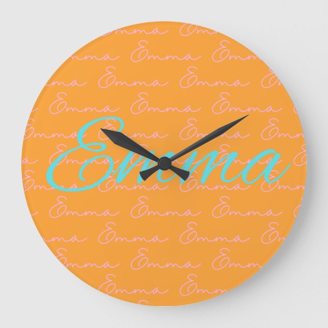 Emma Name Design Pattern Large Clock (Front)