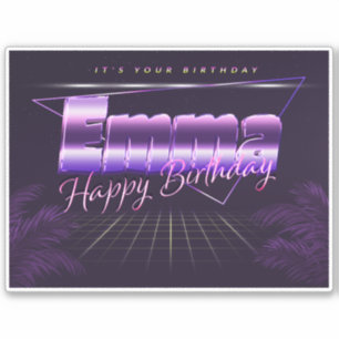 Emma name first name lila retro sticker birthday
