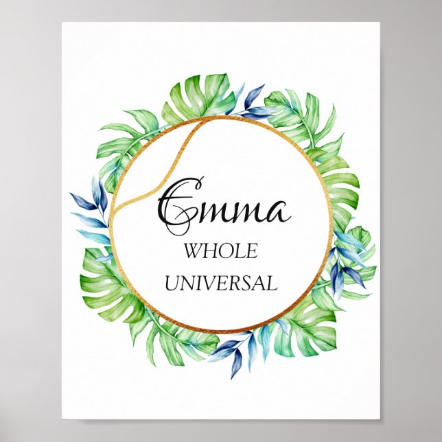 Emma Name Meaning Tropical Bridal Birthday Gift Poster (Front)