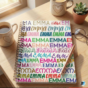 Emma Personalised Name Colourful Typography Patter Notebook