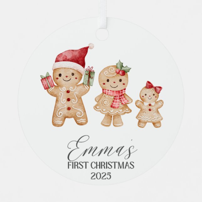 Emma Personalized Baby's First Christmas Metal Tree Decoration (Front)