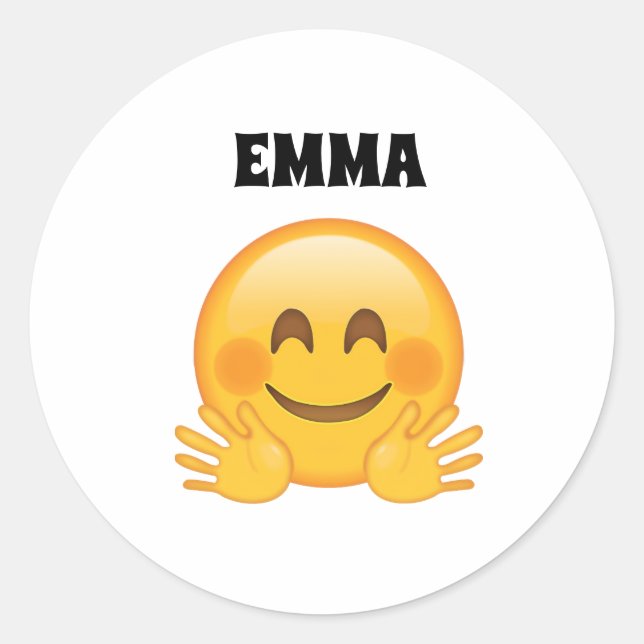 Emma- Personalized Emoji Classic Round Stickers (Front)
