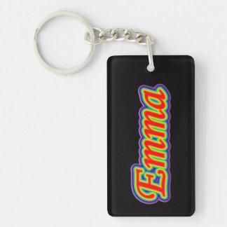 Emma - Rainbow - On Black Key Ring
