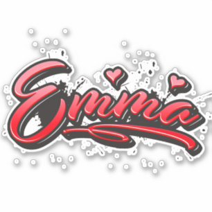 Emma red Heart Graffiti Sticker