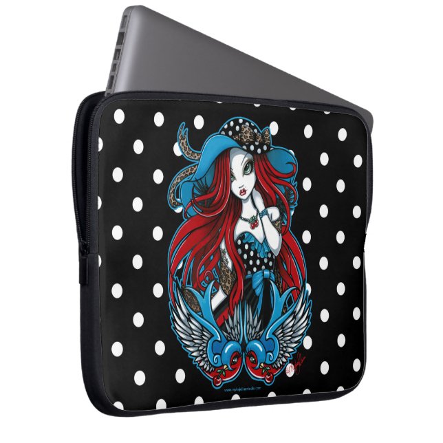 Emma Rockabilly Swallow Tattoo Angel Laptop Sleeve (Front Right)