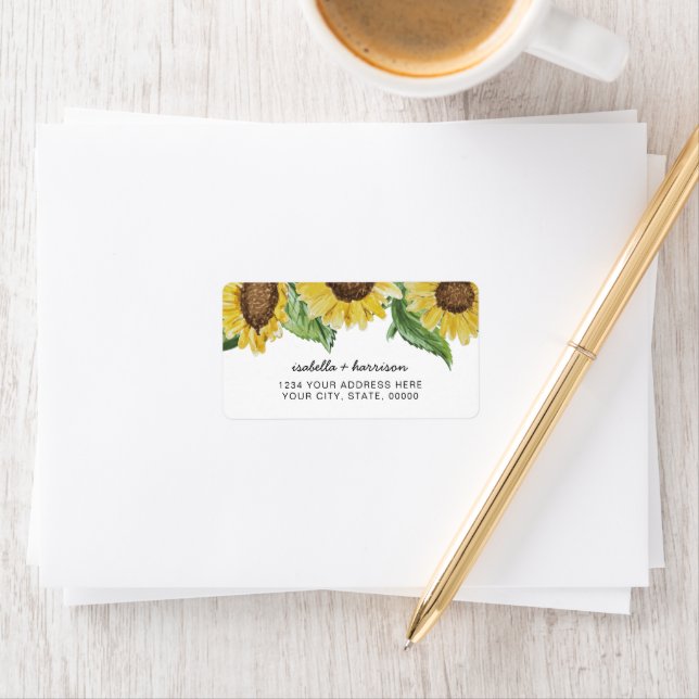 EMMA Rustic Country Sunflower Return Address Label (Insitu)