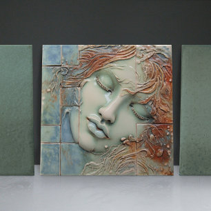 EMMA Sage Abstract Square Collection Faux Relief Tile