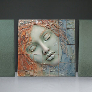 EMMA Sage Abstract Square Collection Faux Relief Tile