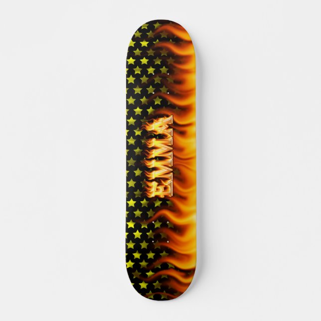 Emma skateboard fire and flames design. (Front)