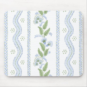 Emma Stripe Cornflower Blue and Green Mouse Pad 