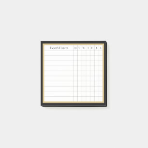 Emma Stripe Personalized Habit Tracker in Black II Post-it Notes
