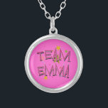EMMA Team Emma Silver Plated Necklace<br><div class="desc">Team Emma! Fun and festive design, perfectly suited for any celebration. Great for birthday parties, bachelorette parties and wedding showers. Also great for team sports, twirl teams, or any occasion. This design is available on t-shirts and other apparel in tons of sizes, styles and colours, for men, women and kids....</div>