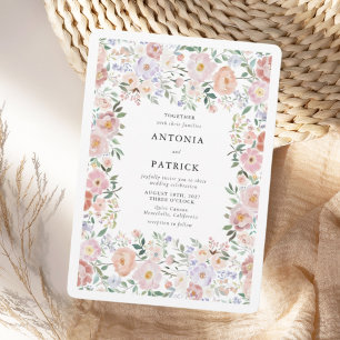 EMMA Watercolor Pink Floral Wedding  Invitation