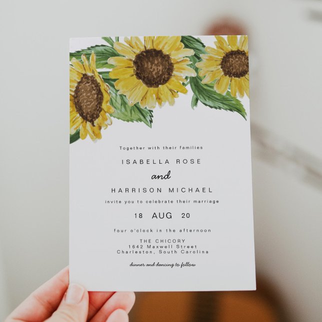 Emma - Watercolor Rustic Sunflower Country Barn Invitation (Creator Uploaded)